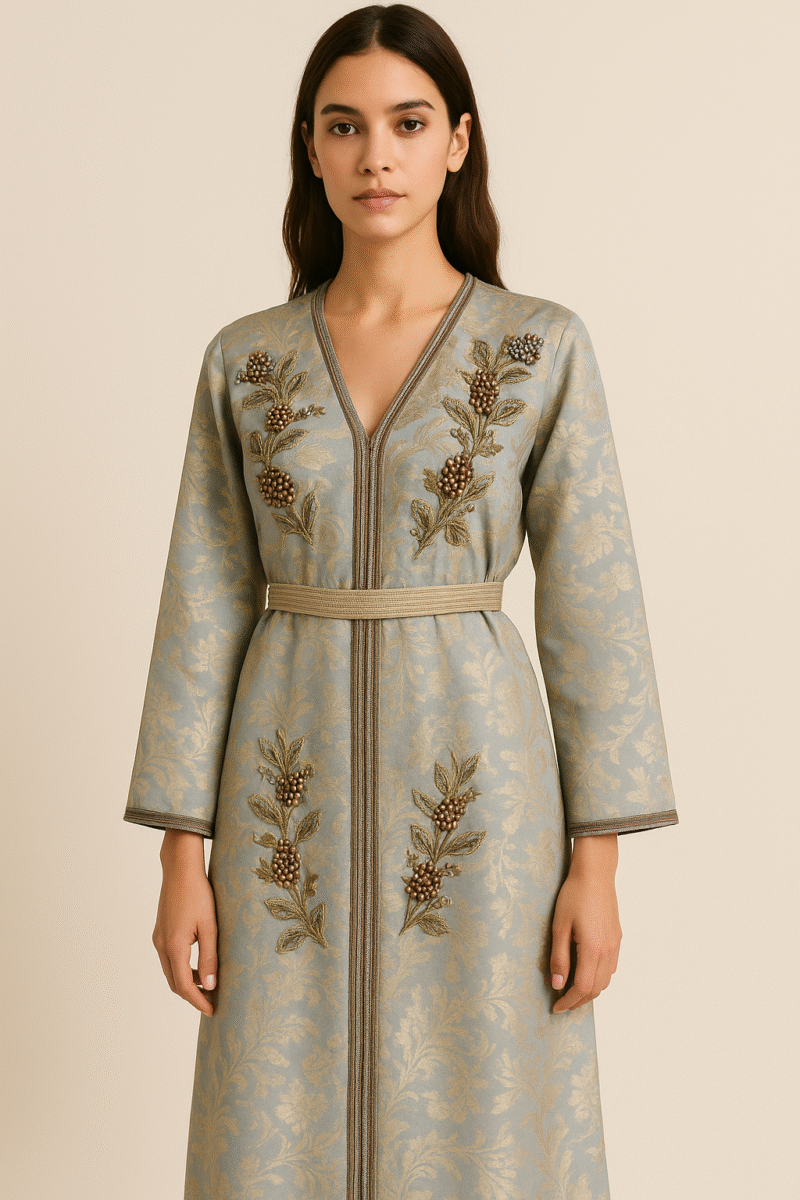 Caftan en brocard orné de pierres – Finition raffinée - Image 4