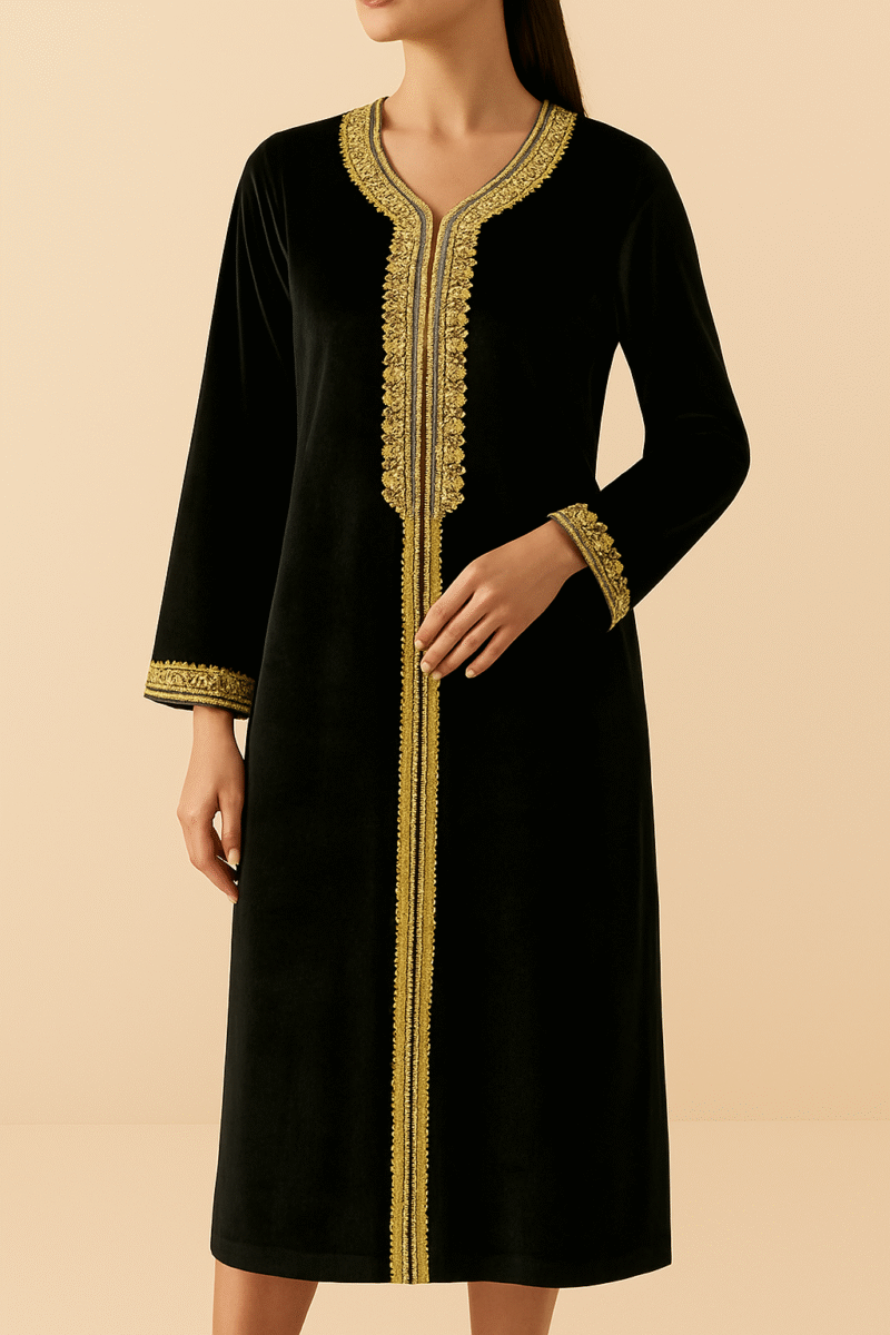 Caftan en soie moirée "Moubra" – Finition artisanale – Image 2