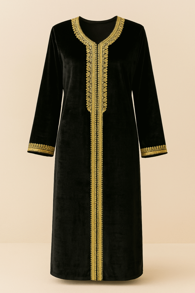 Caftan en soie moirée "Moubra" – Finition artisanale – Image 3