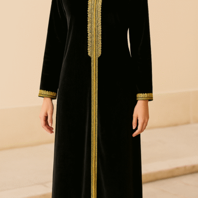 Caftan en soie moirée "Moubra" – Finition artisanale